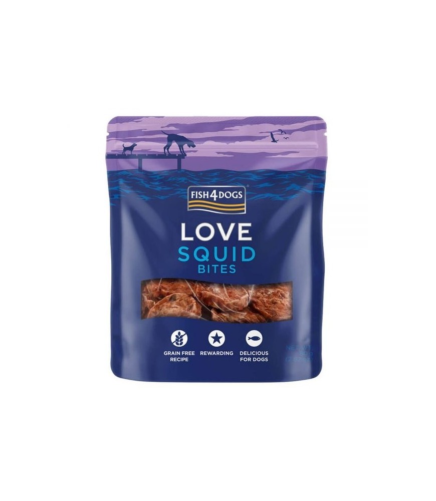Fish4Dogs Love Inktvis Bites – Luchtige, Graanvrije Visbites met Inktvis voor Honden