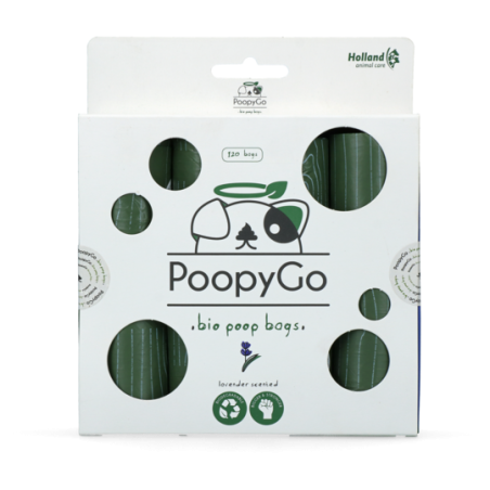 PoopyGo eco‑friendly poepzakjes met lavendelgeur – sterke, composteerbare & frisse hondenzakjes