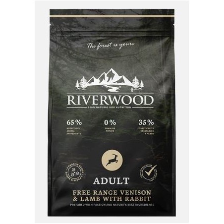 Riverwood Adult Hert & Lam met Konijn – Graanvrije premium voeding met drie soorten vers vlees