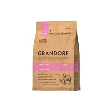 Grandorf Puppy Kalkoen & Lam – Hypoallergene graanvrije voeding voor groeiende pups
