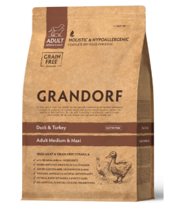 Grandorf Eend‑Kalkoen Adult Medium & Maxi – Hypoallergene graanvrije voeding met eend en kalkoen