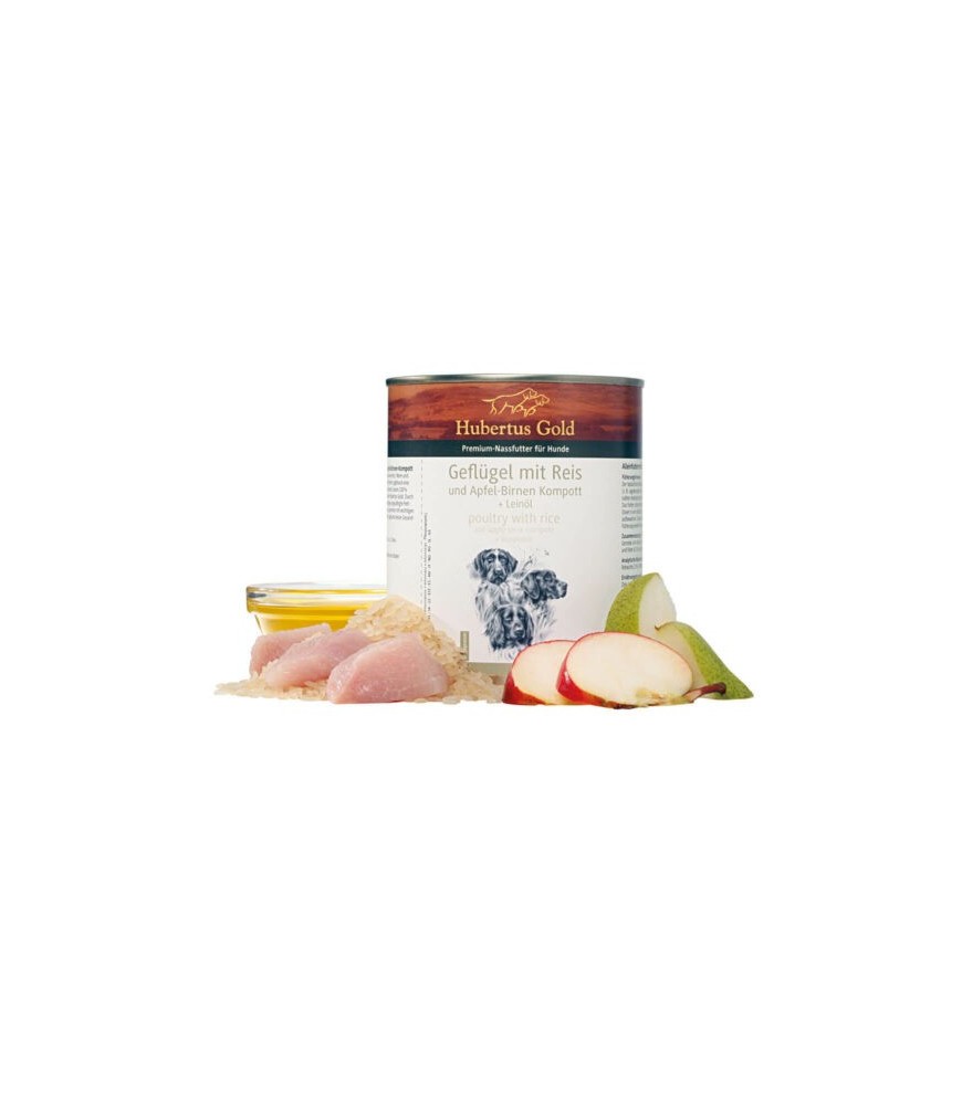 Hubertus Gold Kip‑Rijst – Licht verteerbare natuurlijke voeding met verse kip